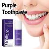 Purple teeth whitening toothpaste deep cleans tartar, tooth stains, oral odor,