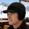 Men Hat Moisture-Wicking Breathable Warm Hat with Fleece Lining Solid Color Ear Protection Knitting Hat