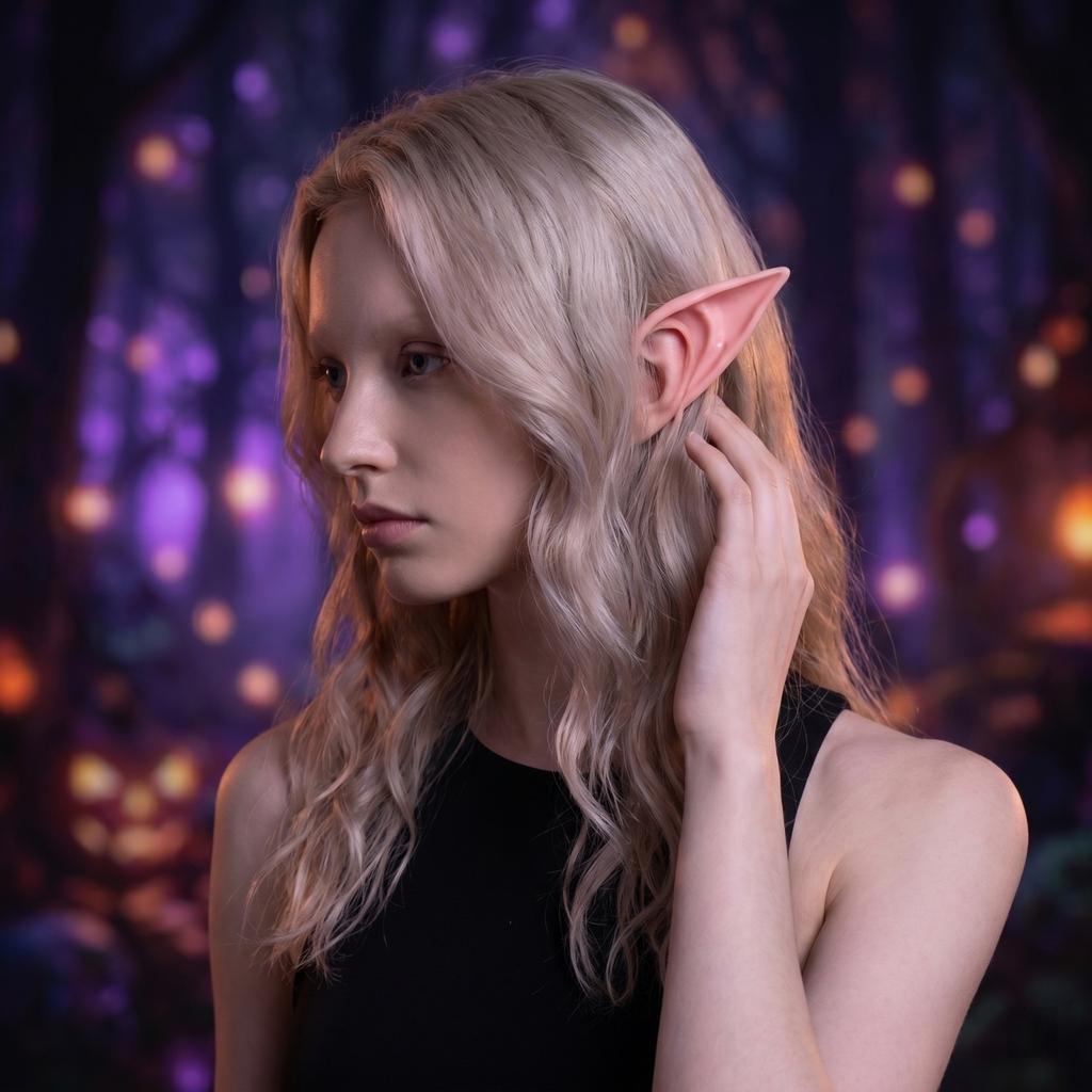 Elf Ear Costume Accessories Half Ear Prosthetic Silicone Ears for Halloween Cosplay Party Dress Up and Theatrical Use