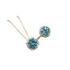 3Ct High Carbon Diamond PT950 Plated Blue Green Moissanite Pendant Women Jewelry Set