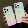 Luxury Gradient Rainbow Laser For Magsafe Magnetic Case For iPhone 17 16 15 14 13 Mini 12 11 Pro Max XS X XR 7 8 Plus Hard Cover