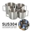 4Pcs Stainless Steel Camping Cup Coffee Wine Cup Outdoor Water Stackable Lightweight Camping Tableware Supplies