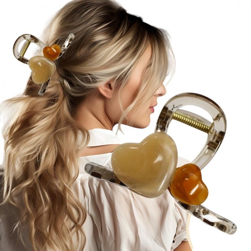 XL Transparent Heart Hair Clip Buckle Strong Ornament for Women