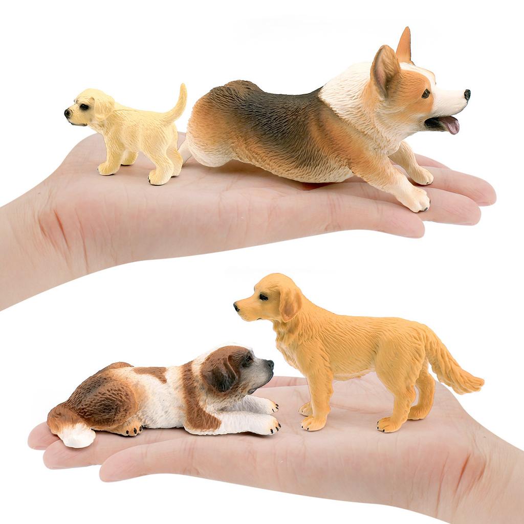8 Simulated Dog Models Golden Retriever Bona Mountain Dog St. Bernard Short Legged Corgi Static Ornament Toys