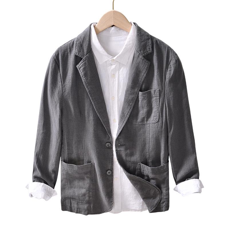 Men's Retro Plus Size Casual Linen Blazer - Business Formal Loose Fit Jacket