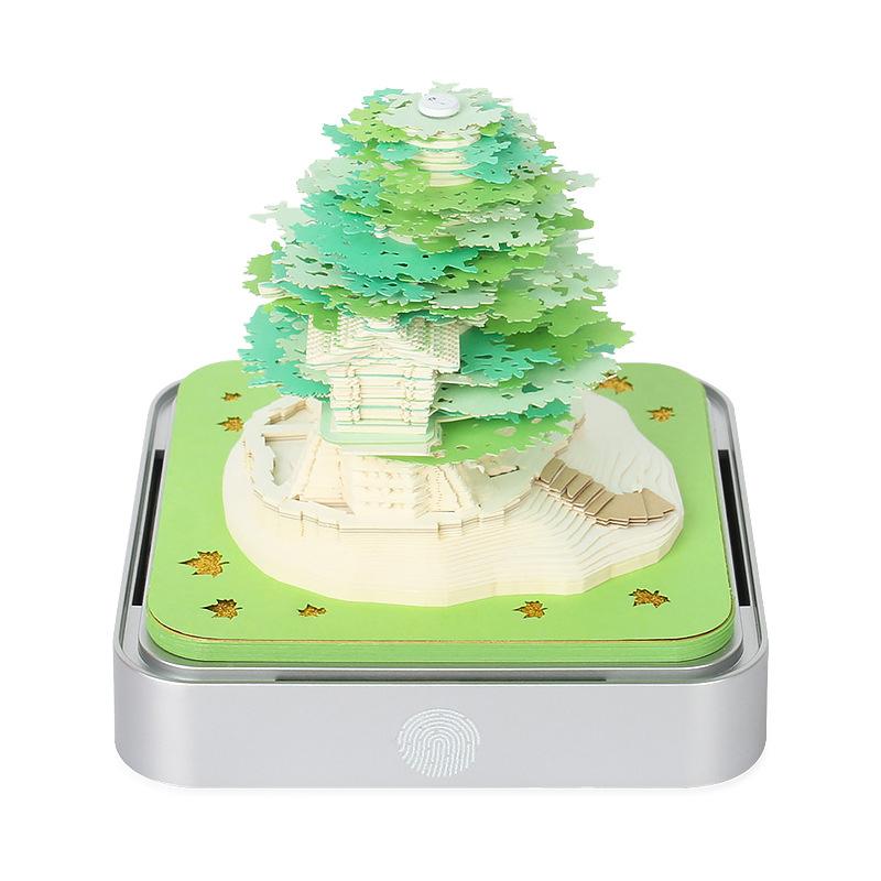 Time Piece Calendar 2026 Desk Calendar With Led Light 3D Tear-Away Calendar Paper Carving Art Memo Pad Notepad Gift Christmas