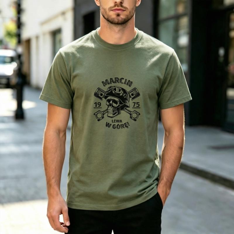 Vintage Biker Skull Engine Piston Graphic T Shirt Unisex Cotton Crewneck Motorcycle Mechanic Tee For Summer Casual Streetwear