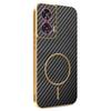 For Motorola Edge 50 Fusion 5G Phone Case Carbon Fiber Textured Electroplated TPU Back Cover