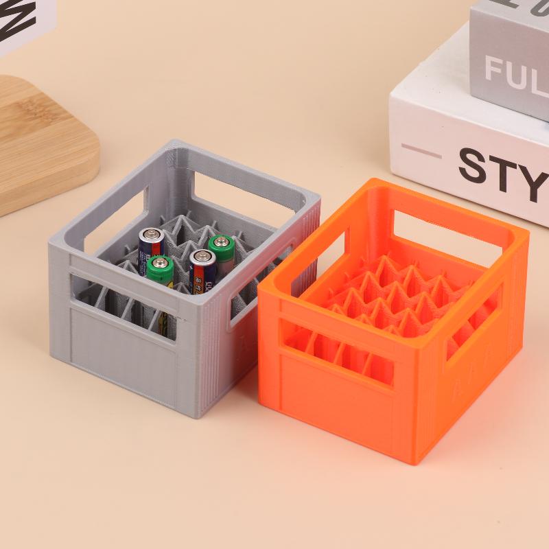 3D Printed Beer Crate Style Battery Storage Case No. 5 Aa No. 7 Aaa Battery Basket Stackable Batteries Storage Box Home Decor