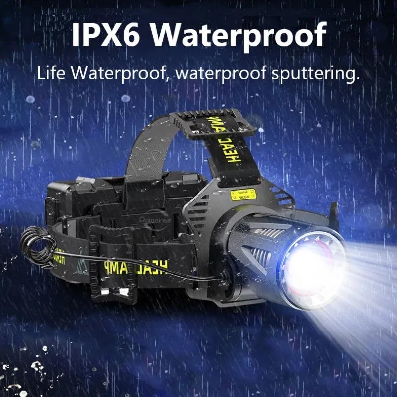 Sensor Headlamp Super Bright LED Headight With Warning Light Most Powerful Long Range Head Flashlight Outdoor Fishing Cycling