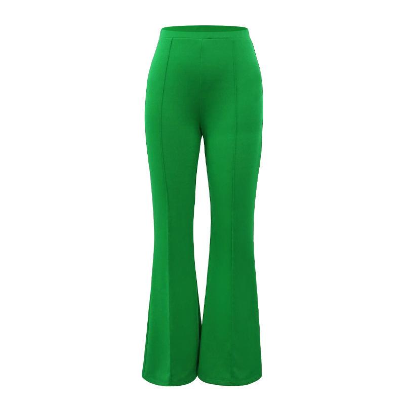 2025 New Solid Color Suit Pants Fashion High Waist Slim Micro-flare Pants Temperament Commuter Slim Elastic Wide-leg Pants