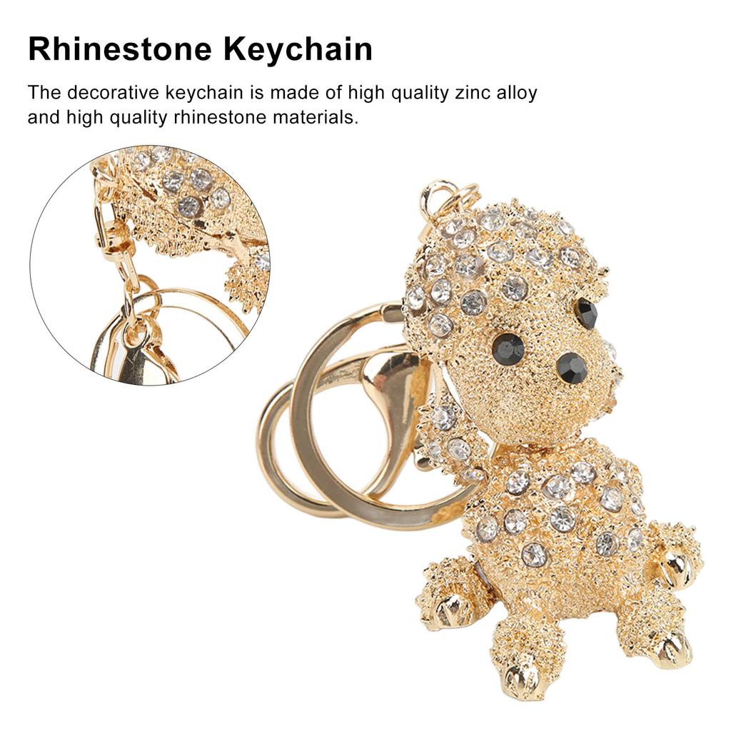 Rhinestone Keychain Unique Puppy Shape Design Rhinestone Keychain Ornament for Bag Car Pendant