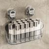 Transparent Storage Container Storage Box for Home No-drill Bathroom Suction Storage Box with Drain Holes Wall-mounted Shower