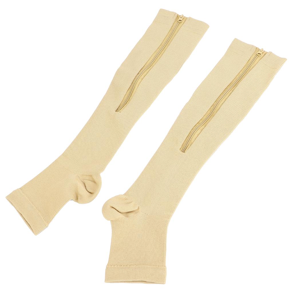 Breathable Compression Stockings Zipper Design Knee High Length Sports Pressure HoseL XL