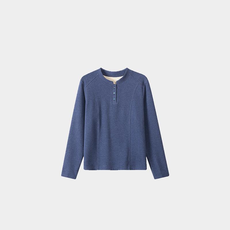 Women s Half-Zip Silk Cashmere Patchwork Stand Collar Top - Autumn Winter Collection Extra Large