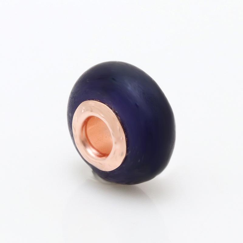 Rose Gold Matte Purple Murano Glass Bead Bracelet - Surprise Gift for Girlfriend