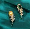 1Pc Feather Brooch Inlaid with Zircon Exquisite Trendy Jewelry Accessories Suitable for Any Occasion, Holiday, Birthday Gift