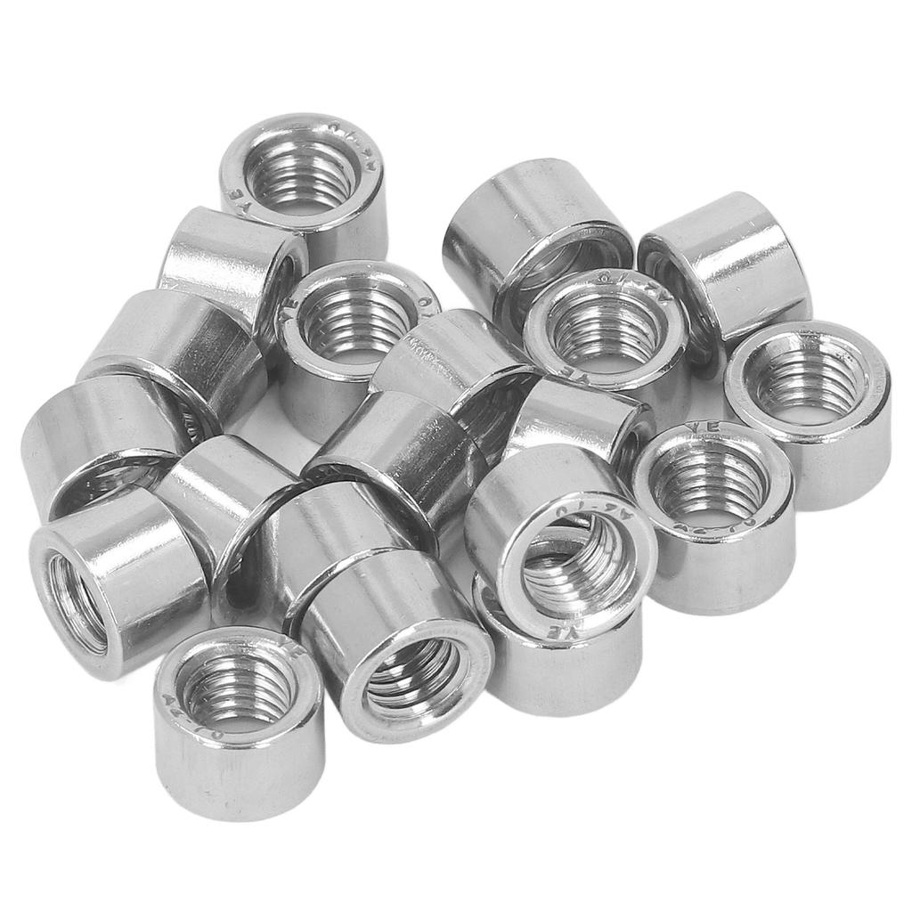 20Pcs M8 Female Thread Round Coupling Nut Threaded Cylindrical Coupling Nut Kit for Machine Maintenance