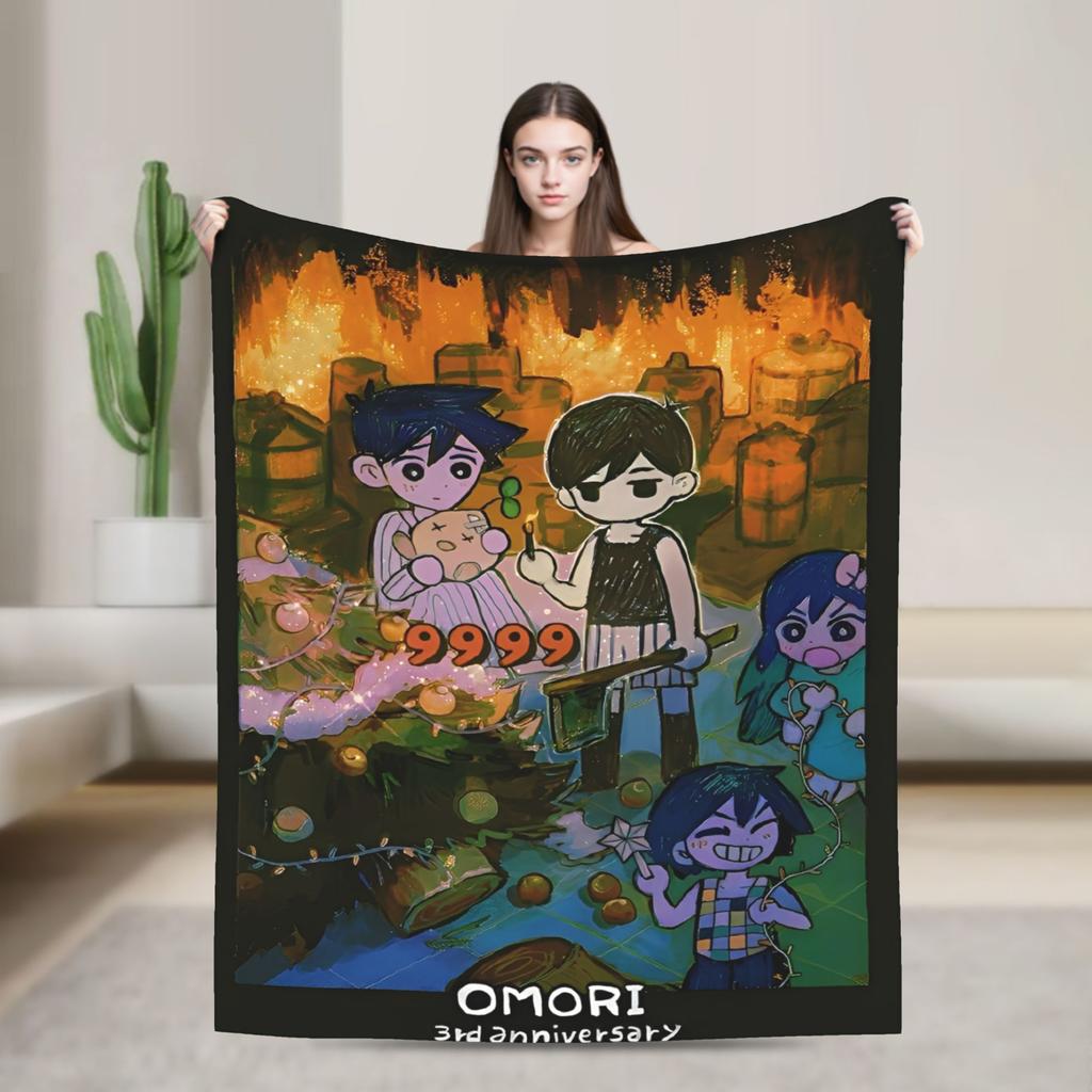 Anime Basil Omori Game Blanket  Warm Novelty Plush Throw Blanket For Home Decor Picnic Flannel Bedspread Bed Cover