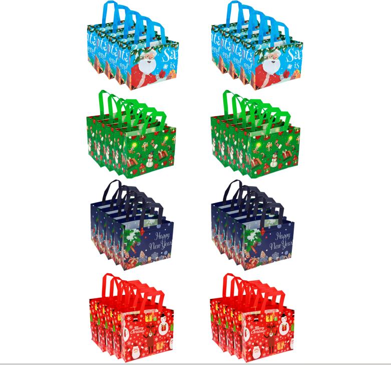 16 Pack Christmas Gift Bags Reusable Christmas Tote Bags, Non-Woven Christmas Bags for Christmas Surprise, Xmas Party Supplies