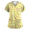 Women's Valentine's Day Printed Loose V-Neck Pocket Short Sleeve Uniform  Uniform