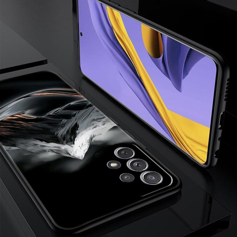 Black Mountain Peak Phone Case for Samsung Galaxy A55 A35 A17 A07 A15 A13 A25 A51 A71 A72 A73 A32 A52 A52S A41 5G Soft TPU Shell