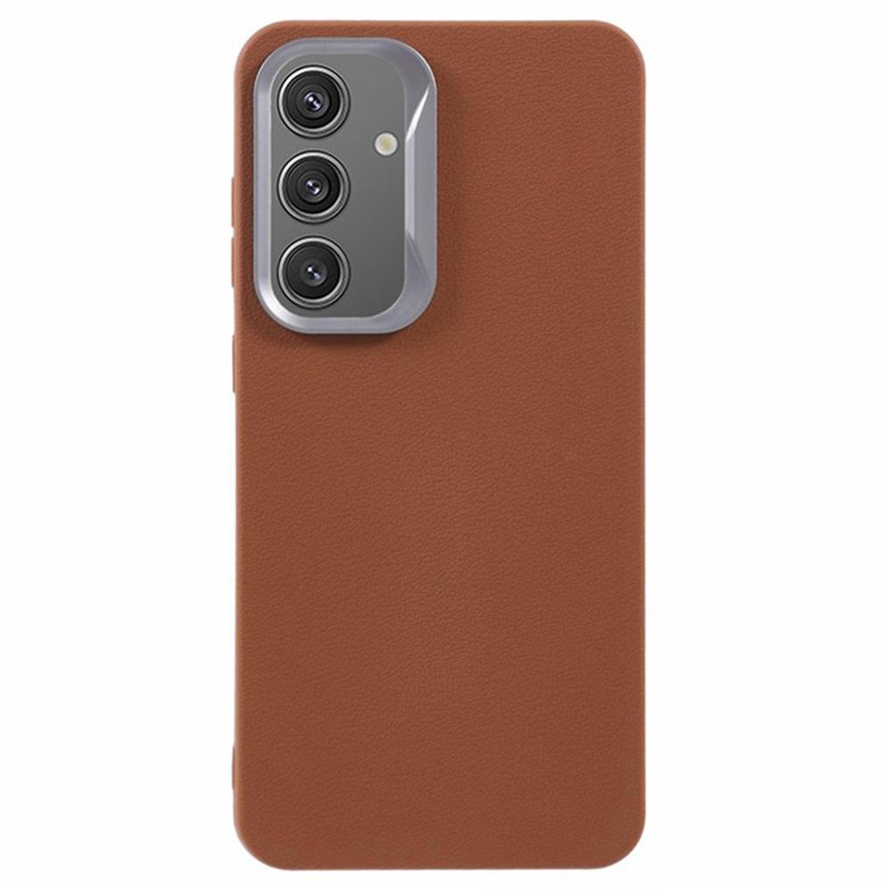

For Samsung Galaxy S25+ Case Leather Textured TPU Shockproof Phone Cover Brown