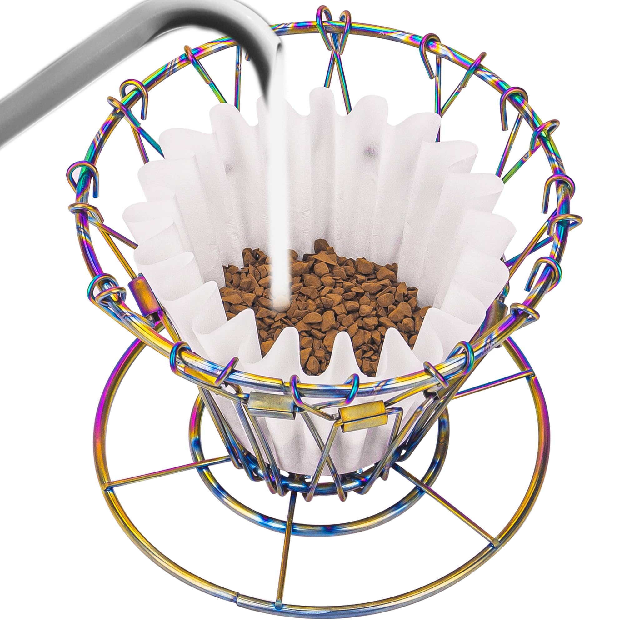 

TOCCOOL Stainless Steel Coffee Dripper, Foldable Portable Coffee Filter Holder, Reusable, Fits Coffee Filters and 60 Degree Conical Filters (Colorful)