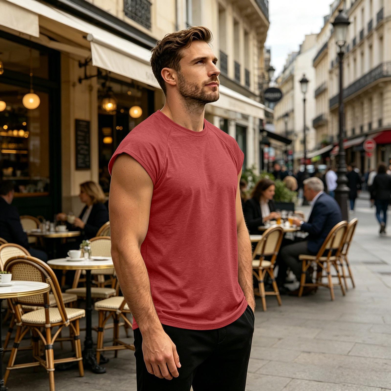 

Men Sleeveless Athletic Shirt Muscle Tank Top Lightweight Breathable Quick Dry Workout Gym Fitness Training Vest S красный