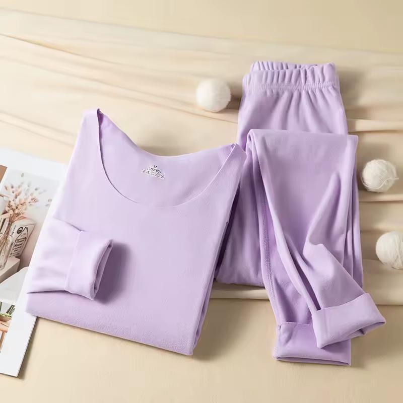 Women's Seamless Thermal Underwear 1 Set Winter Warm Clothing Comfortable Underwear Ladies Sexy Solid Lingerie Long Warm Set