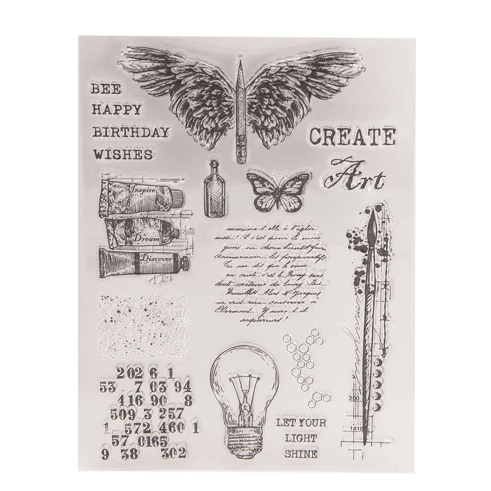 Clear Stamps Gear Road Sign Silicone Clear Stamp Seals Transparent Stamps for DIY Scrapbooking Cards Making Photo Album Journal