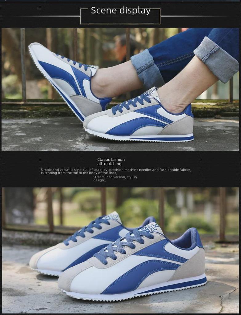 Men's Retro Low-Top Leather Running Shoes - Casual Fashion Sneakers for Spring and Autumn