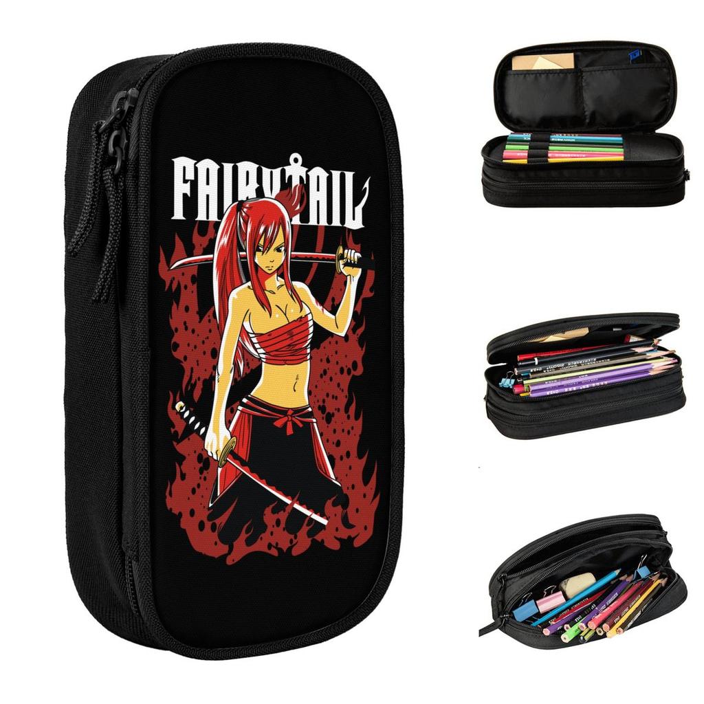 Cute Erza Scarlet Fairy Tail Pencil Case Pencilcases Pen for Girl Boy Big Capacity Bags Office Zipper Stationery