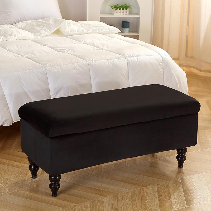 Plush Silver Fox Fur Storage Stool Cover with Flip-Top