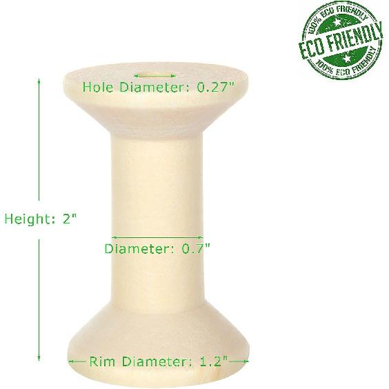 PETTYOLL 40PCS Wooden Spools for Crafts, 1.2 X 2 Inch Unfinished Wood Spools, Splinter - Free Empty Thread Spools for Crafts and Art