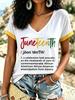 European and American Style Women's Clothing Casual V-neck Short-sleeved T-shirt D Digital Printing Source Wholesale