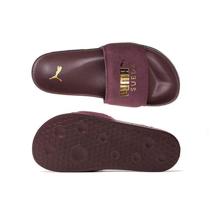 Puma Leadcat Wildleder Unisex Vineyard Wine Team Gold Pantoletten 365758-13