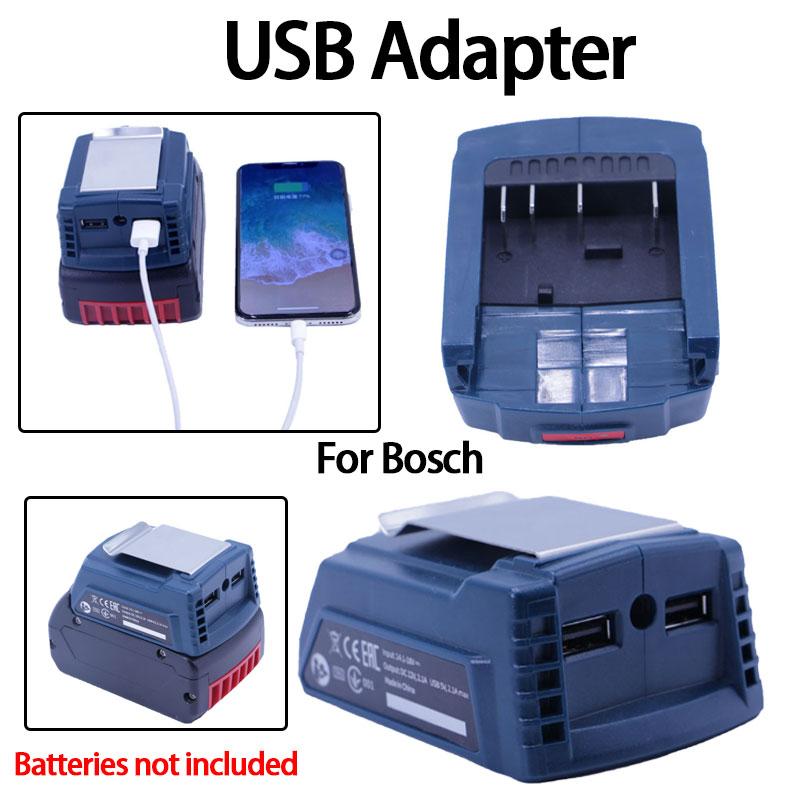 Dual USB Adapter Converter for Bosch 18V Li-ion Battery  GAA 18V-24 USB Charging Portable Power Adapter with Indicator Light