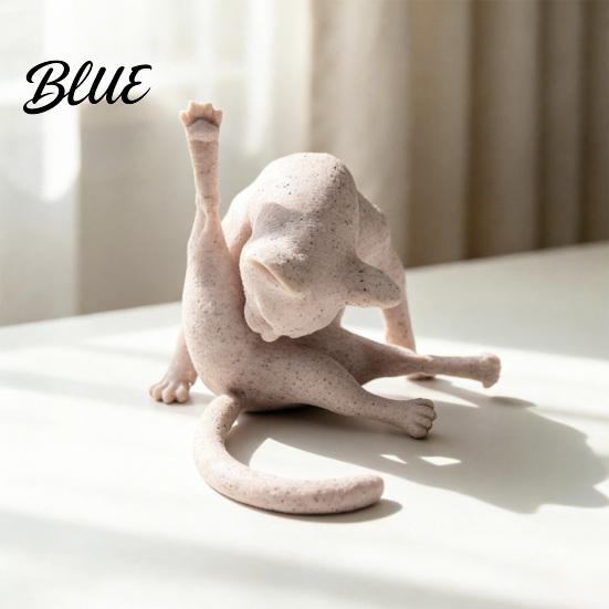 Playful Cat Resin Figure Licking Butt Figurine Funny Statue Collectible Whimsical Kitty Ornament for Shelf Desk Decor Gift Lovers Housewarming