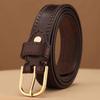 Womens Vintage Coffee Brown Leather Belt With Pin Buckle Casual Chic Waistband Jeans 95-110cm Adjustable