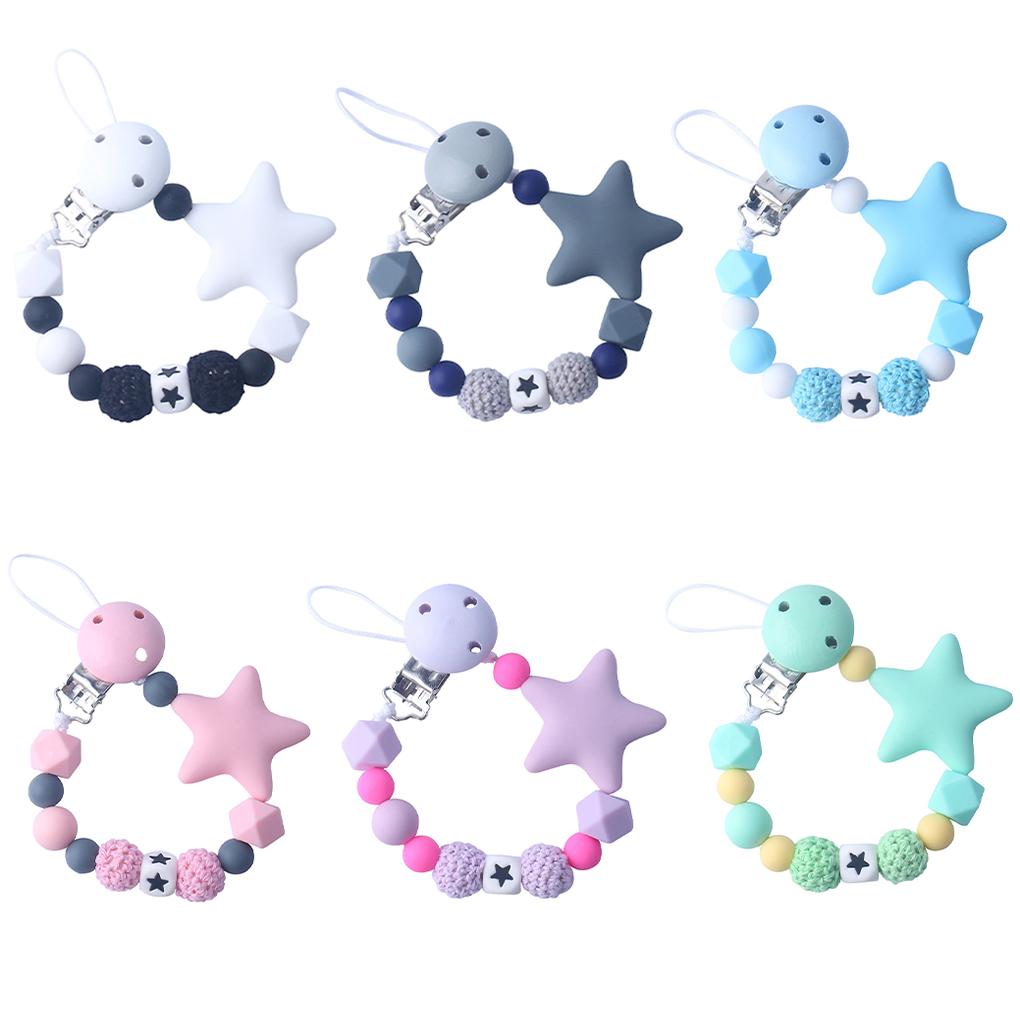 Chain Baby Silicone Chain Portable Reusable Clip Teething Chew Toy Newborn Safety Clips