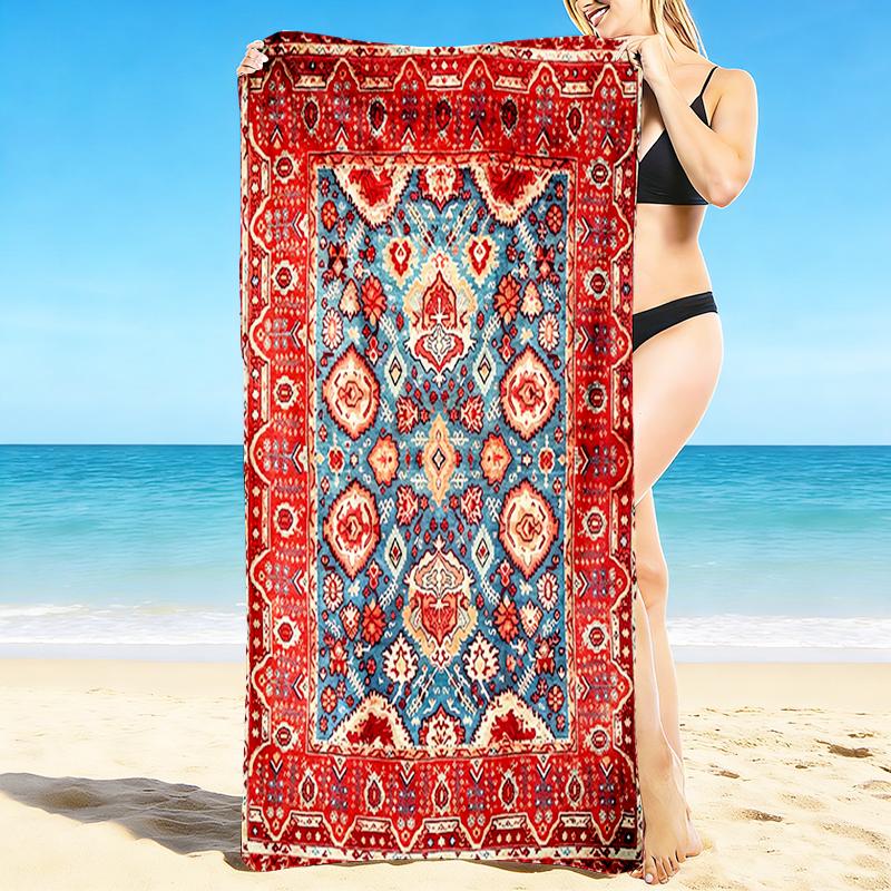 1Pc Traditional Persian Rug Beach Towel, Quick Dry, Multi-Use for Beach Pool Gym Yoga Home Travel, Christmas, Halloween, Xmas Gift S929201