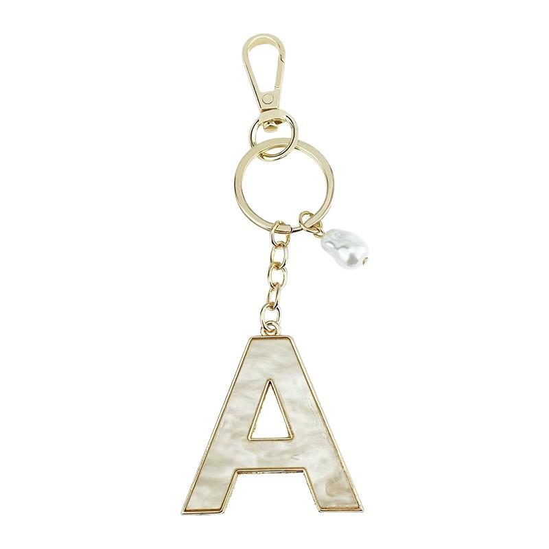 Chaveiro Pingente Nome Letras Criativas 26 Letras Pérola Imitação Concha Pingente de Bolsa Popular Acessórios