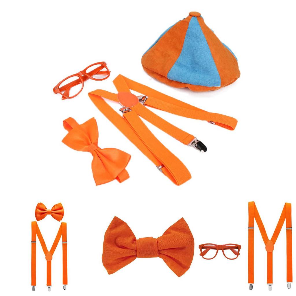 Authentic Blippi Role Play Set With Clip-on Bow Tie Glasses And Soft Cloth Hat