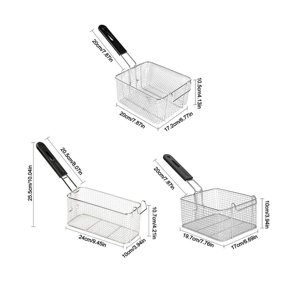 Stainless Steel Frying Mesh Basket Square French Fries Frame Frying Net for Fry Chicken Fries
