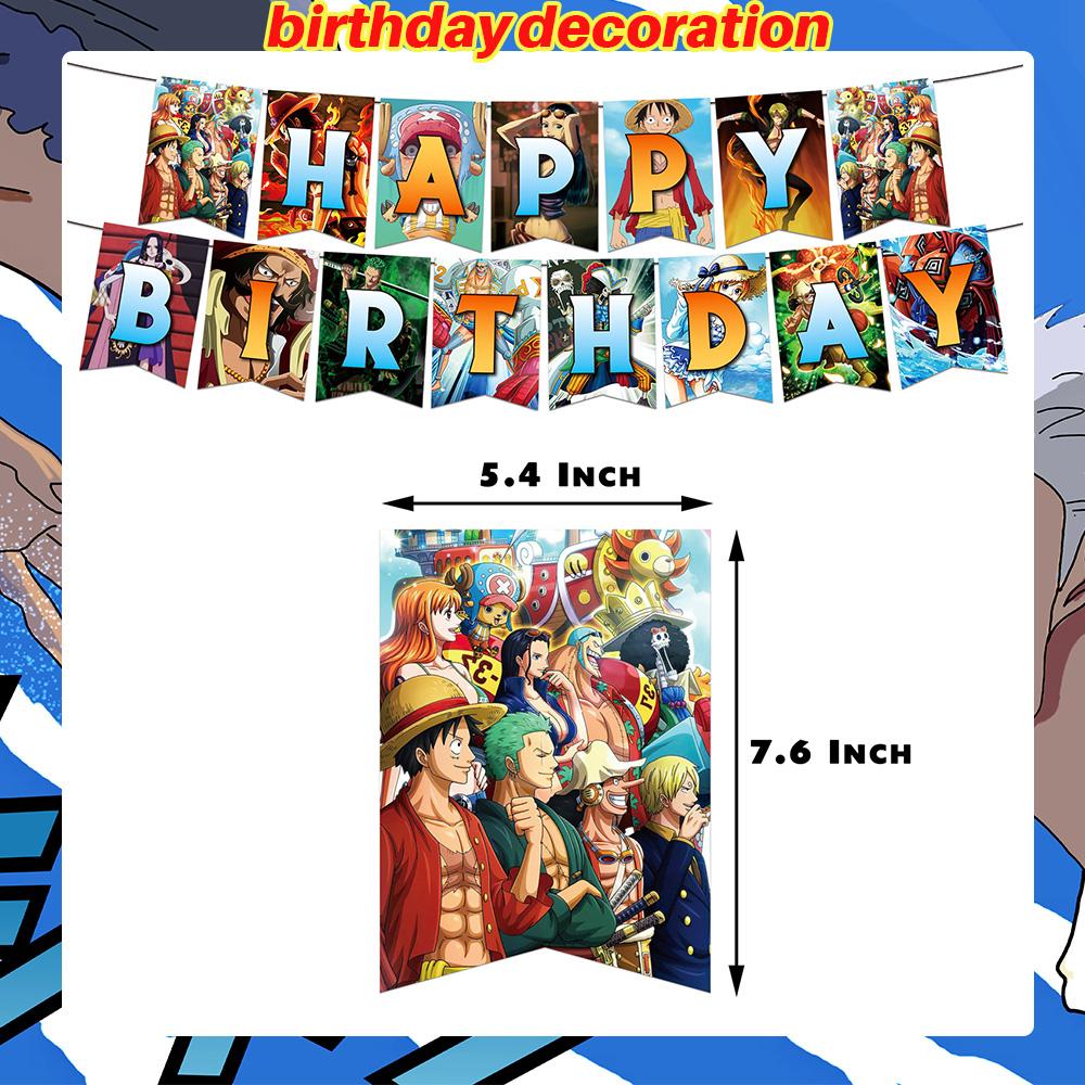 Dekoracje Urodzinowe One Piece Balon Luffy Zoro Jednorazowe Talerzyki Imprezowe Baner Dekoracja Tortu Torebki na Prezenty Chłopcy Akcesoria na Baby Shower