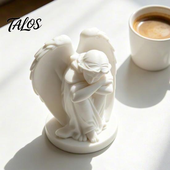 Sleeping Angel Ornament 3D Printed Ornament, Minimalist Figurine Desktop Miniature Decor, Aesthetic Sculpture for Home Office Shelves Decorations