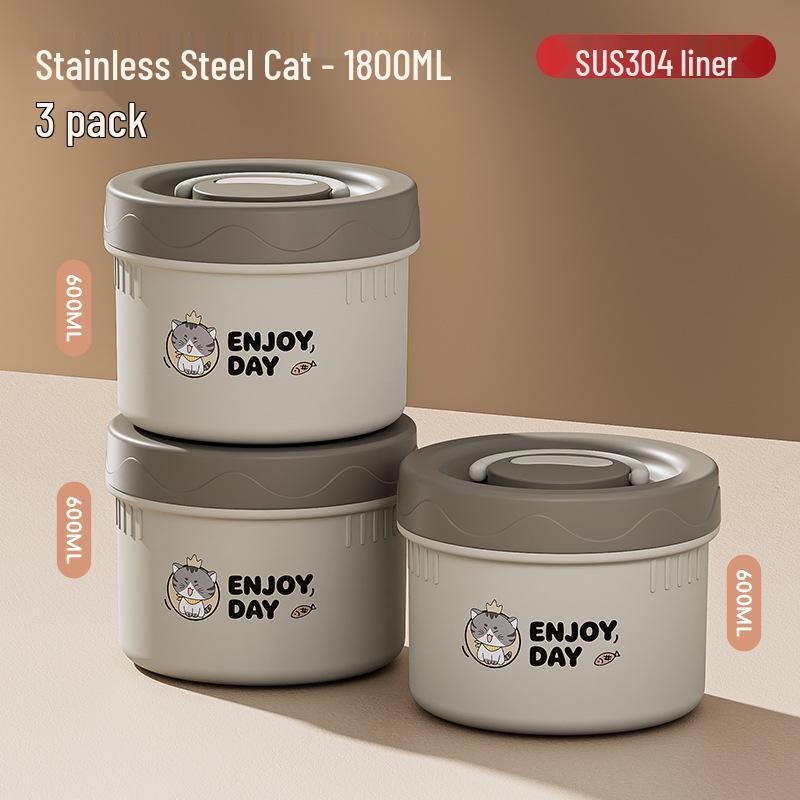 304 Stainless Steel Insulated Japanese-Style Bento Lunch Box - Microwaveable for Office Workers and Students