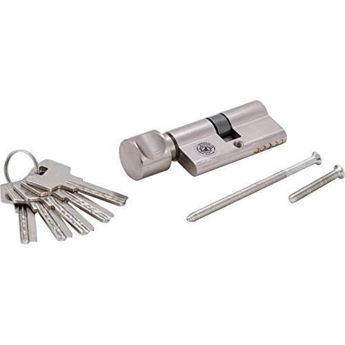 Cylindre De Serrure - KRAFTMANN - 85270 - Avec Bouton - 5 Clés - Chromé/Argenté