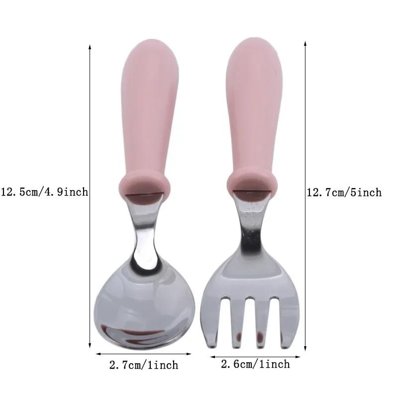 Kid Tableware Set Children Utensil Stainless Steel Toddler Dinnerware Cutlery Baby Safety Feeding Spoon Fork Cute Tableware
